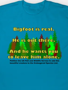 Bigfoot is real he is out there and wants you to leave him alone teeshirt