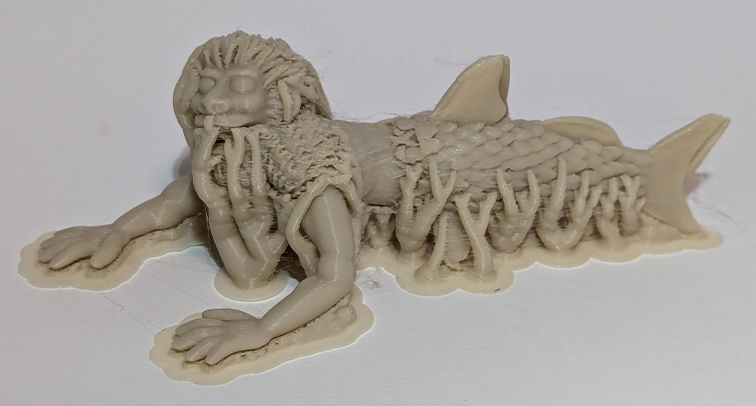 Feejee Mermaid 3d print front supports stil attached